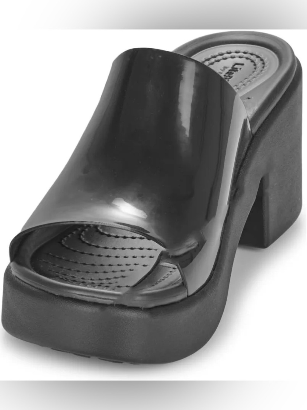 CROCS Black Brooklyn High Shine Slide Mules - NWOT - Never Worn